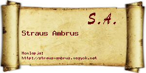 Straus Ambrus névjegykártya